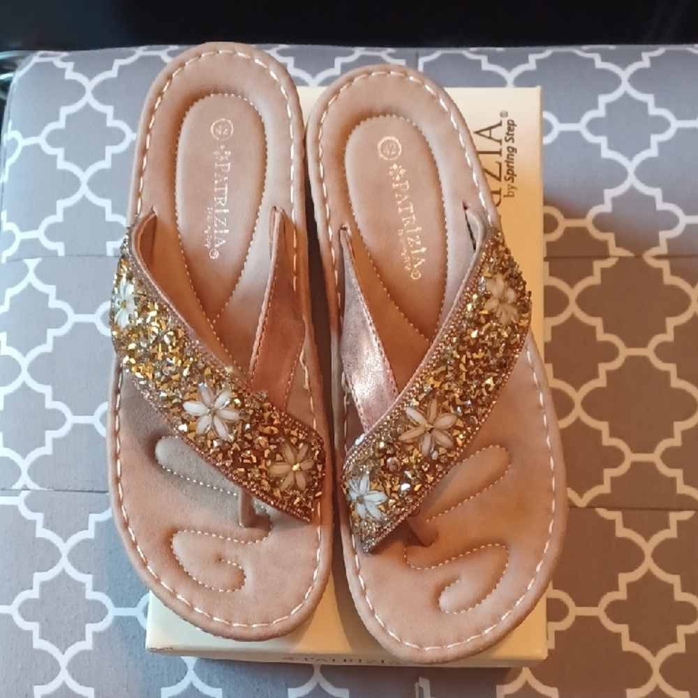 Gold and Cream Women's Sandals